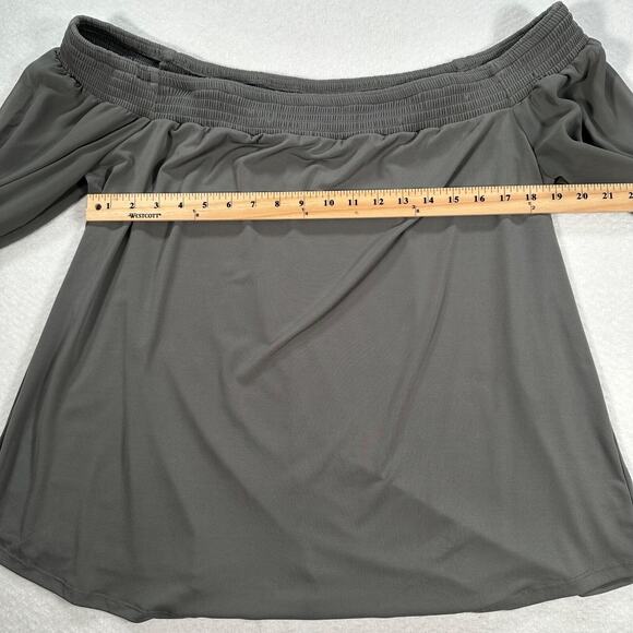 Torrid Off Shoulder Sheer Sleeve Blouse Women's 1/1X Gray Green Top - Picture 8 of 10